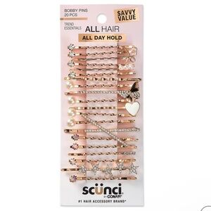 scünci Rhinestone and Pearl Embellished Metal Bobby Pins - All Hair - 20pcs